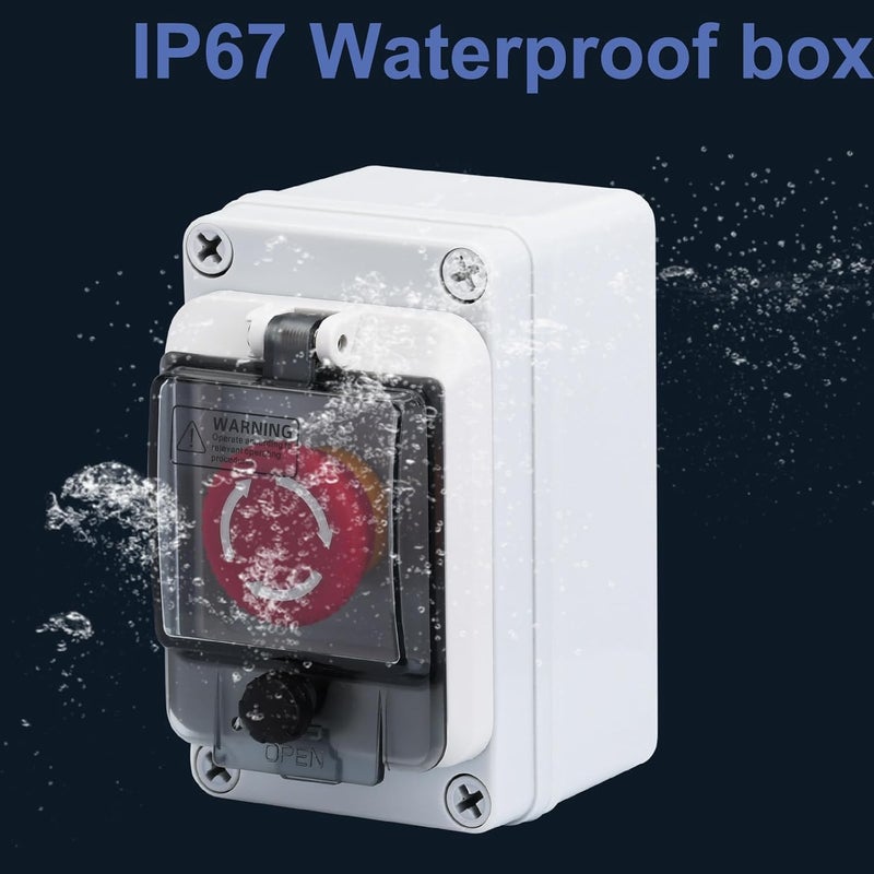 AXTHCHO Emergency Stop Button with Box, Emergency Shut Off Switch E-Stop Push Button Switches Box Waterproof for Outdoor use, IP67 660V 10A - Image 3